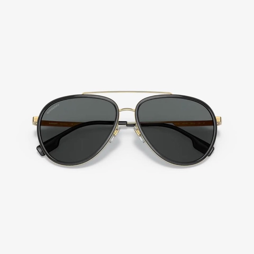 Burberry Black and Gold Aviator Sunglasses